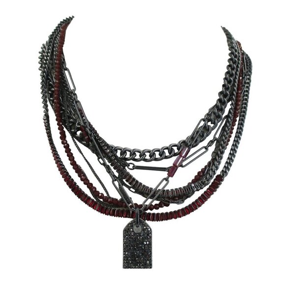 Chico's Red Multistrand Mixed Metal Upscale Short Necklace NWT - Picture 4 of 8